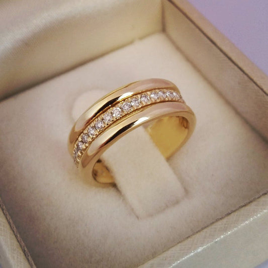 Rhinestones Ring Copper Plated