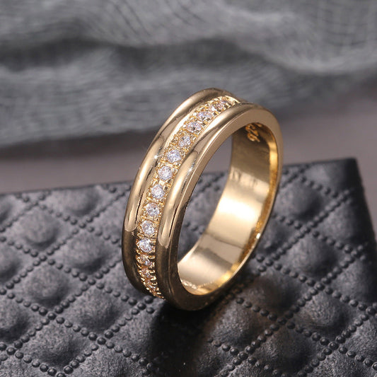 Rhinestones Ring Copper Plated