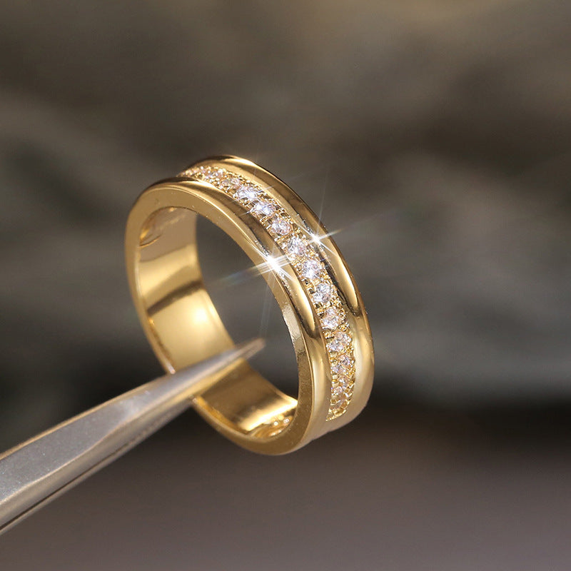 Rhinestones Ring Copper Plated