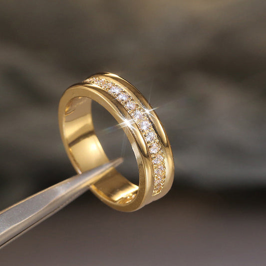 Rhinestones Ring Copper Plated