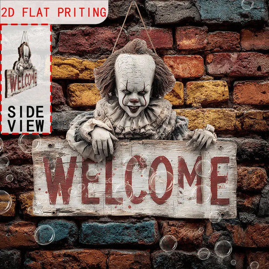 Spooky Clown Welcome Sign Horror Halloween Party Decor