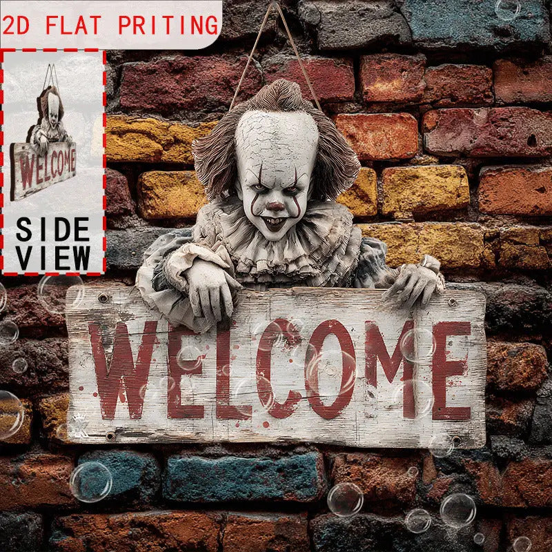 Spooky Clown Welcome Sign Horror Halloween Party Decor